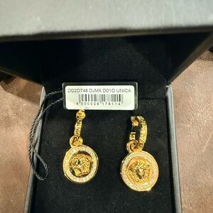 Versace Gold Earrings with Iconic Medallion